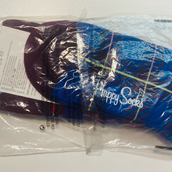 5 for $10: NWT Happy Socks: Crew Socks Vibrant Blue and Purple - Picture 2 of 2